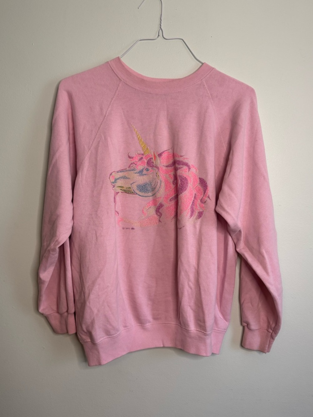 Vintage 90s Pink Unicorn Graphic Sweatshirt (XL)